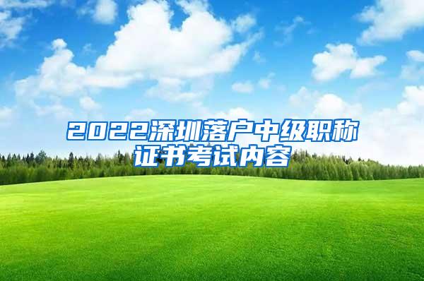 2022深圳落户中级职称证书考试内容