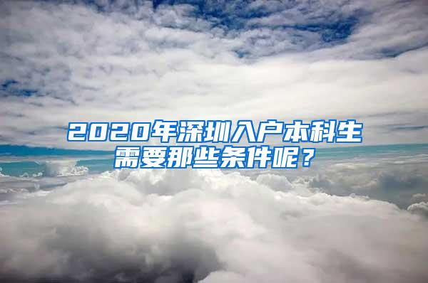 2020年深圳入户本科生需要那些条件呢？