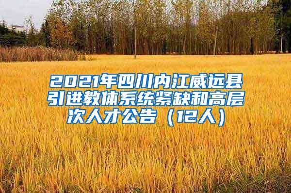 2021年四川内江威远县引进教体系统紧缺和高层次人才公告（12人）