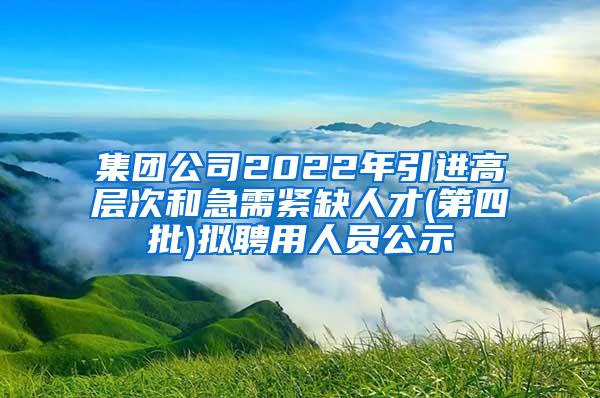 集团公司2022年引进高层次和急需紧缺人才(第四批)拟聘用人员公示