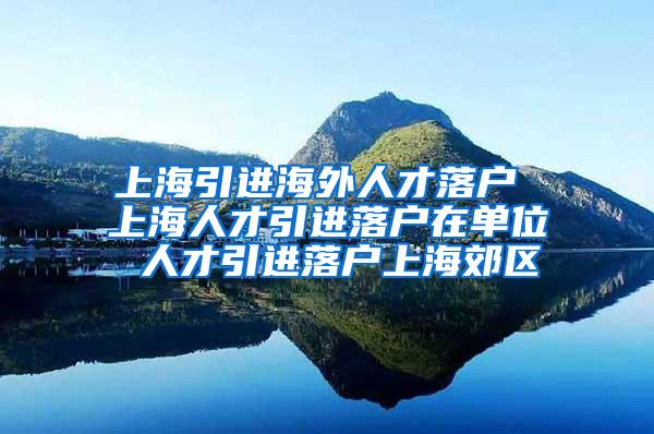 上海引进海外人才落户 上海人才引进落户在单位 人才引进落户上海郊区
