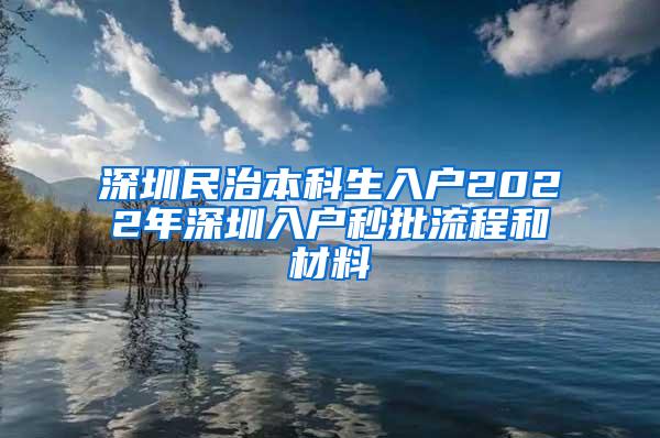 深圳民治本科生入户2022年深圳入户秒批流程和材料