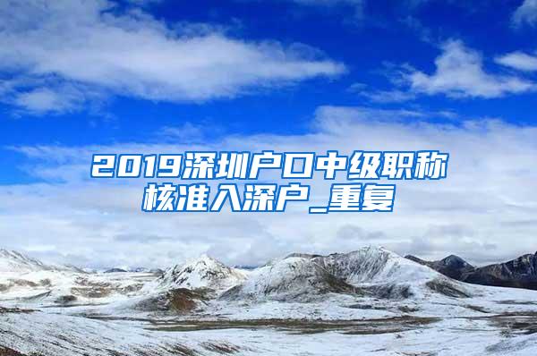 2019深圳户口中级职称核准入深户_重复