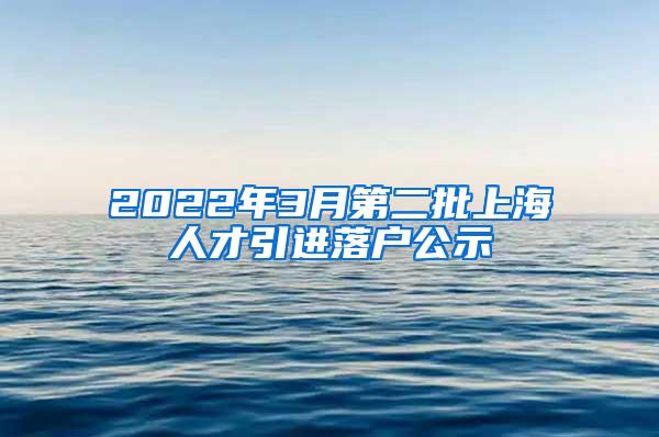 2022年3月第二批上海人才引进落户公示