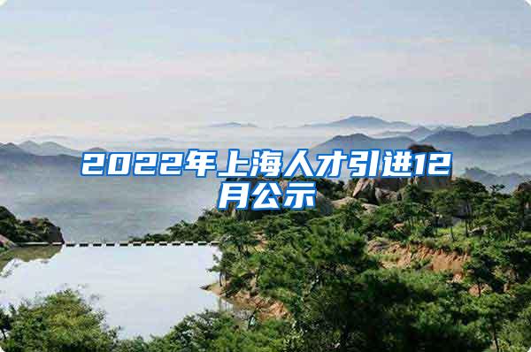 2022年上海人才引进12月公示