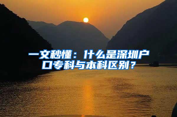 一文秒懂：什么是深圳户口专科与本科区别？