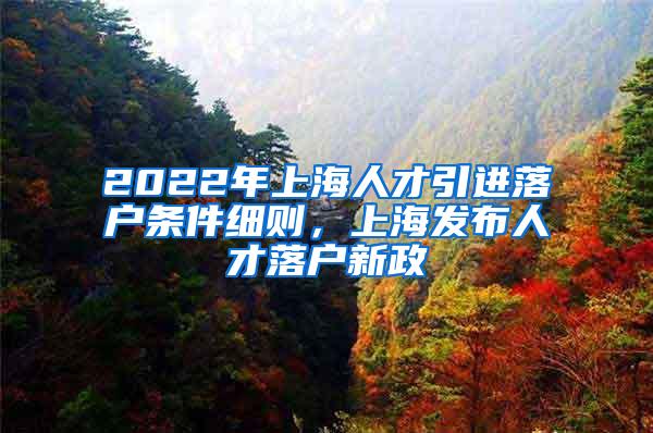 2022年上海人才引进落户条件细则，上海发布人才落户新政