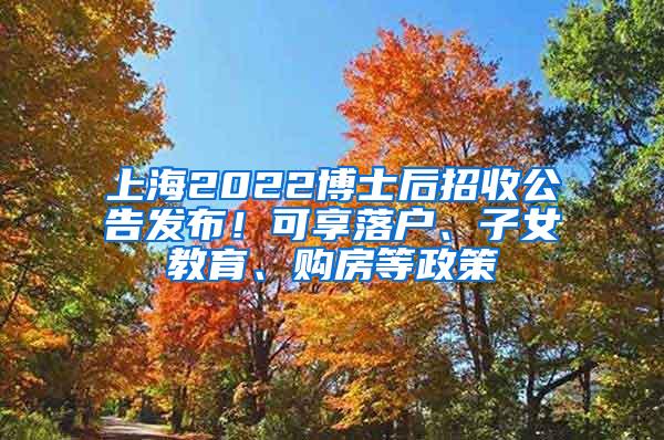 上海2022博士后招收公告发布！可享落户、子女教育、购房等政策