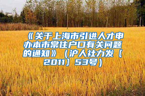 《关于上海市引进人才申办本市常住户口有关问题的通知》（沪人社力发〔2011〕53号）