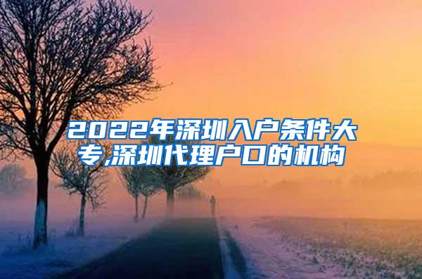 2022年深圳入户条件大专,深圳代理户口的机构