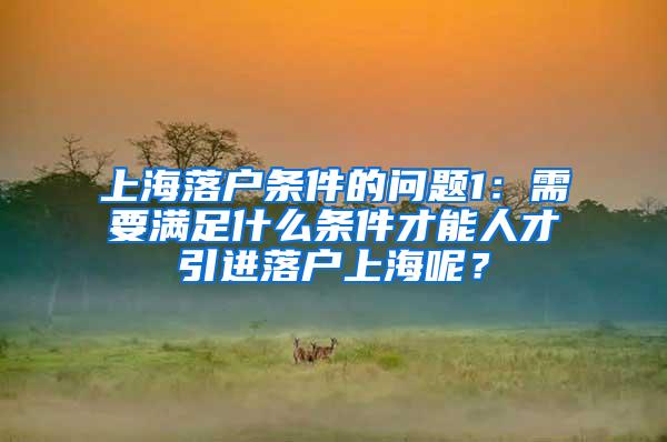 上海落户条件的问题1：需要满足什么条件才能人才引进落户上海呢？