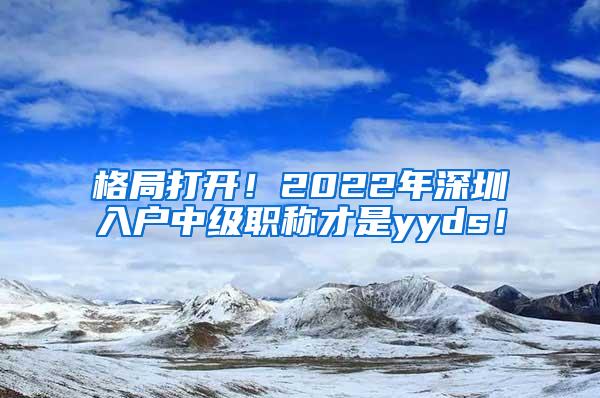 格局打开！2022年深圳入户中级职称才是yyds！