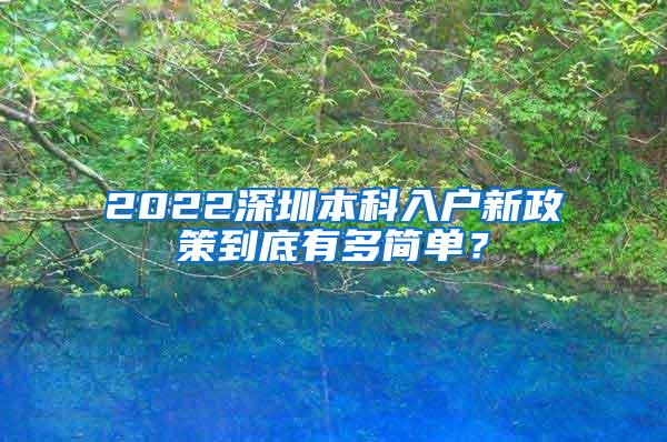 2022深圳本科入户新政策到底有多简单？