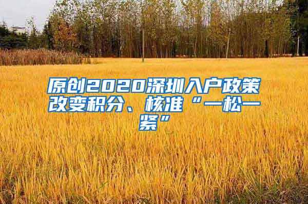 原创2020深圳入户政策改变积分、核准“一松一紧”