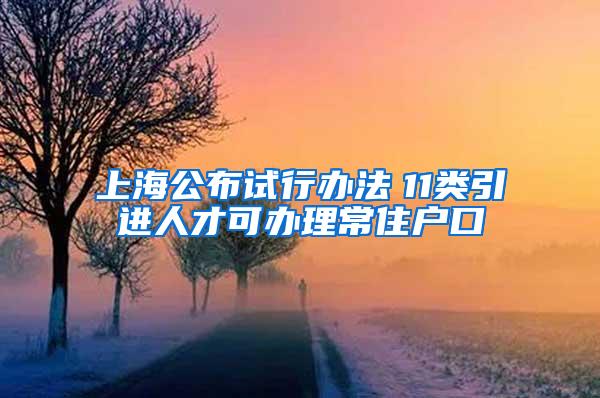 上海公布试行办法　11类引进人才可办理常住户口
