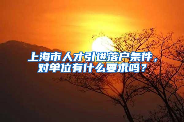 上海市人才引进落户条件，对单位有什么要求吗？
