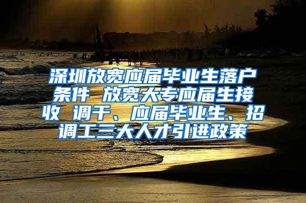 深圳放宽应届毕业生落户条件 放宽大专应届生接收 调干、应届毕业生、招调工三大人才引进政策