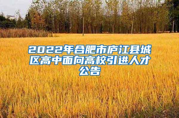 2022年合肥市庐江县城区高中面向高校引进人才公告