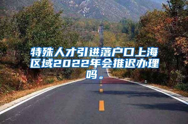 特殊人才引进落户口上海区域2022年会推迟办理吗。