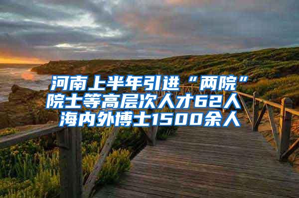 河南上半年引进“两院”院士等高层次人才62人 海内外博士1500余人