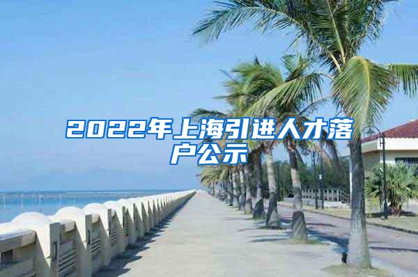 2022年上海引进人才落户公示