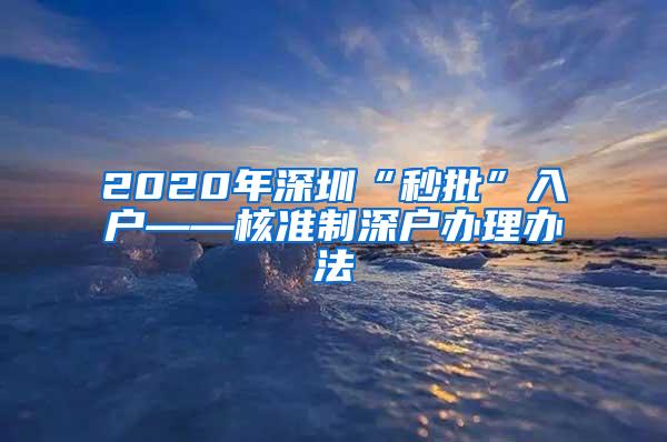 2020年深圳“秒批”入户——核准制深户办理办法