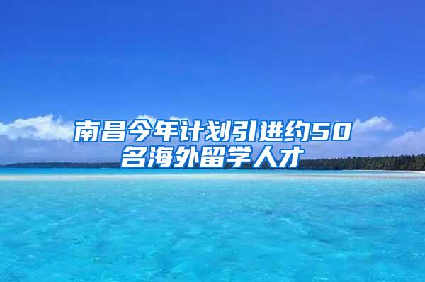 南昌今年计划引进约50名海外留学人才