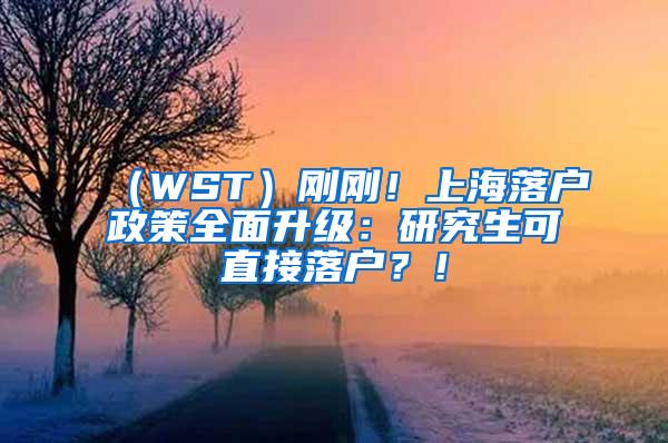 （WST）刚刚！上海落户政策全面升级：研究生可直接落户？！