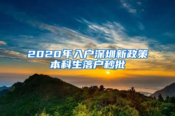 2020年入户深圳新政策本科生落户秒批