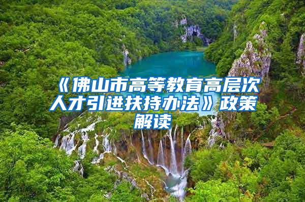 《佛山市高等教育高层次人才引进扶持办法》政策解读