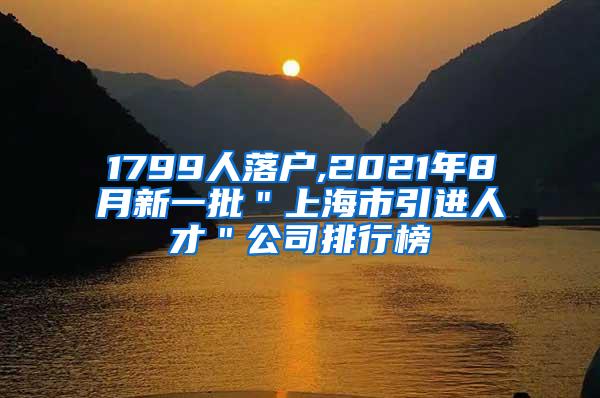1799人落户,2021年8月新一批＂上海市引进人才＂公司排行榜