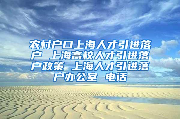 农村户口上海人才引进落户 上海高校人才引进落户政策 上海人才引进落户办公室 电话