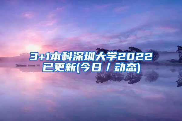 3+1本科深圳大学2022已更新(今日／动态)