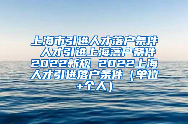 上海市引进人才落户条件 人才引进上海落户条件2022新规 2022上海人才引进落户条件（单位+个人）