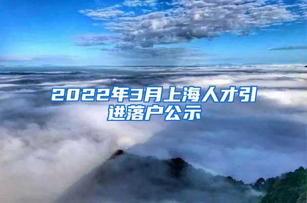 2022年3月上海人才引进落户公示