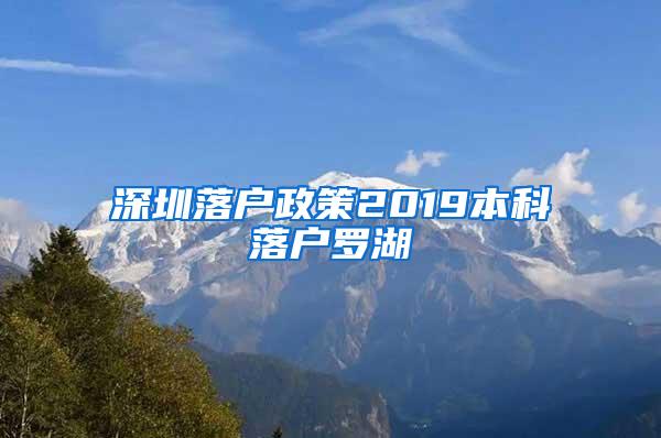 深圳落户政策2019本科落户罗湖