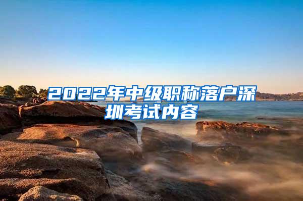 2022年中级职称落户深圳考试内容
