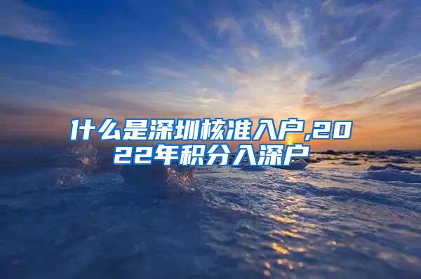 什么是深圳核准入户,2022年积分入深户