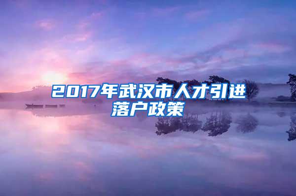 2017年武汉市人才引进落户政策