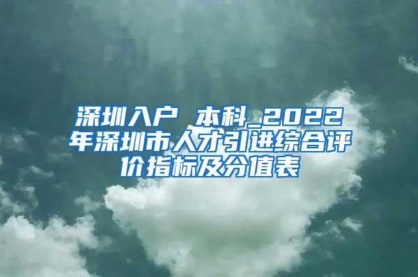 深圳入户 本科_2022年深圳市人才引进综合评价指标及分值表