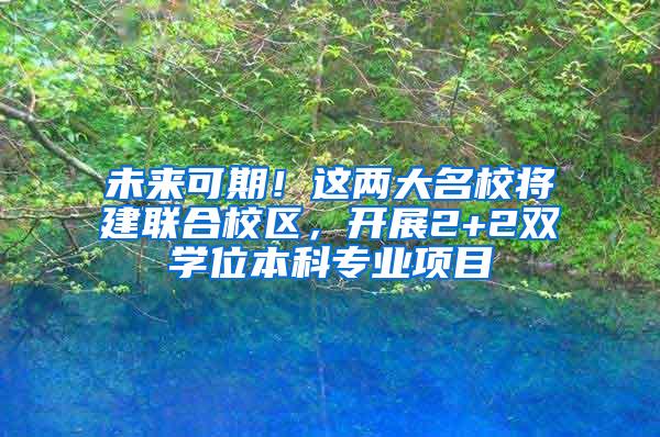 未来可期！这两大名校将建联合校区，开展2+2双学位本科专业项目