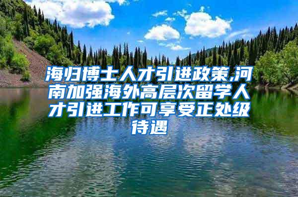 海归博士人才引进政策,河南加强海外高层次留学人才引进工作可享受正处级待遇