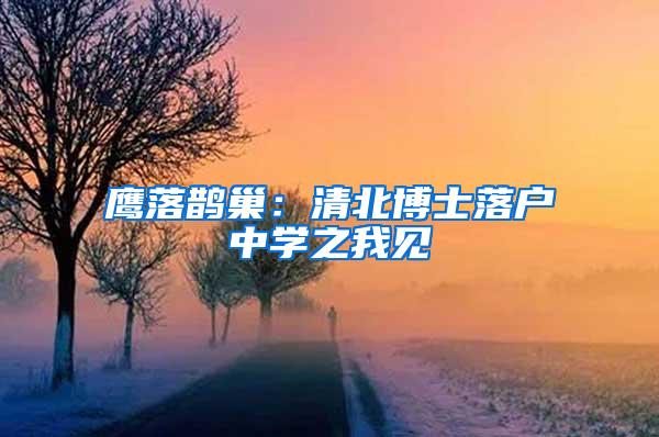 鹰落鹊巢：清北博士落户中学之我见