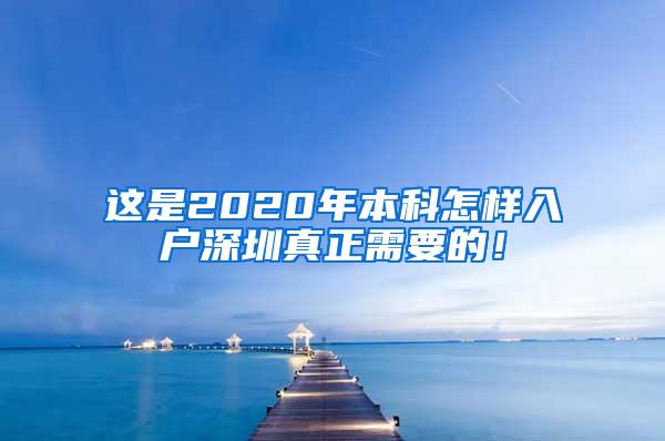 这是2020年本科怎样入户深圳真正需要的！