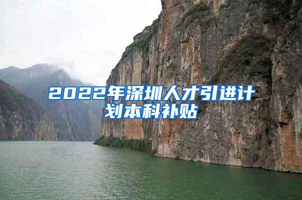 2022年深圳人才引进计划本科补贴
