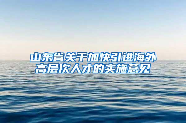 山东省关于加快引进海外高层次人才的实施意见