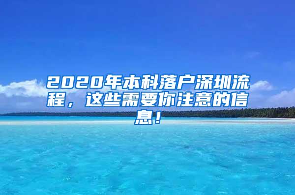 2020年本科落户深圳流程，这些需要你注意的信息！