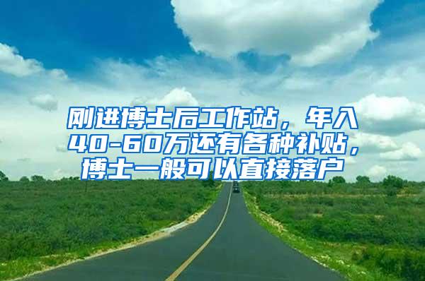 刚进博士后工作站，年入40-60万还有各种补贴，博士一般可以直接落户