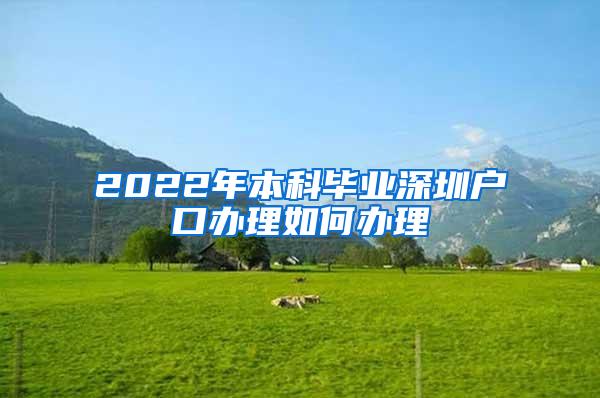 2022年本科毕业深圳户口办理如何办理