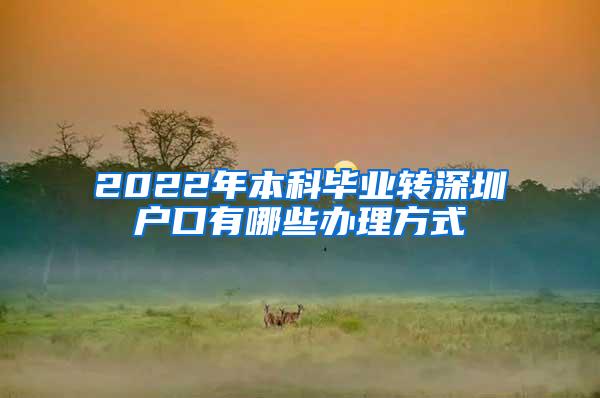 2022年本科毕业转深圳户口有哪些办理方式